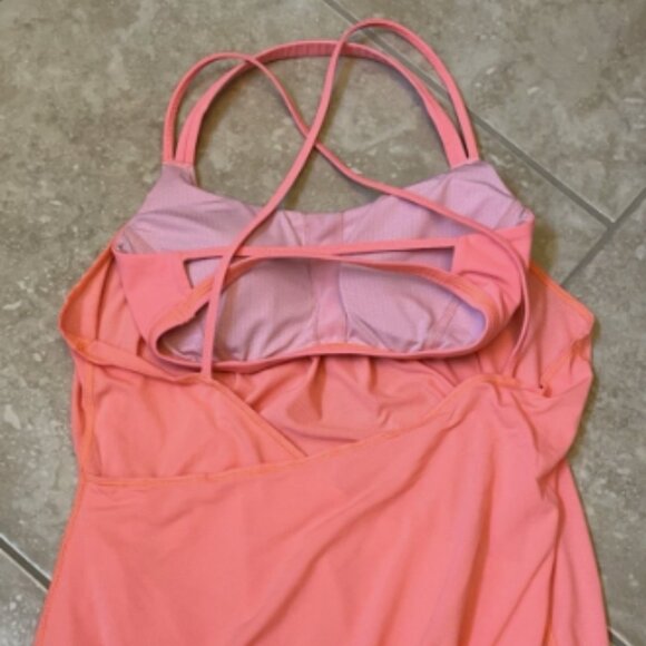 Lululemon Flow and Go Tank II Orange Pop Women's 4 Built In Bra Halter Open Back - Picture 6 of 11